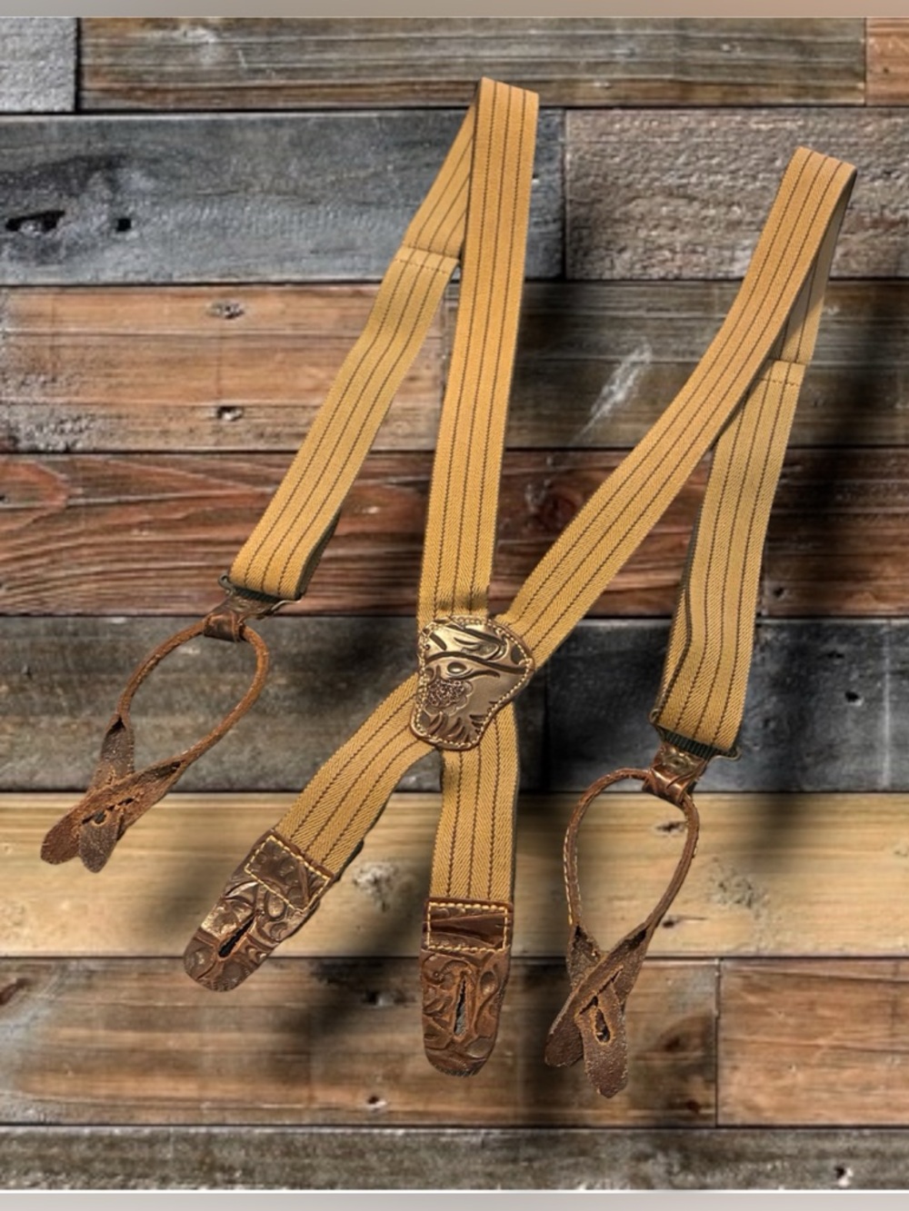 🔥🔥RARE🔥🔥DOUBLE RL RALPH LAUREN RRL EMBOSSED LEATHER SUSPENDER BRACES